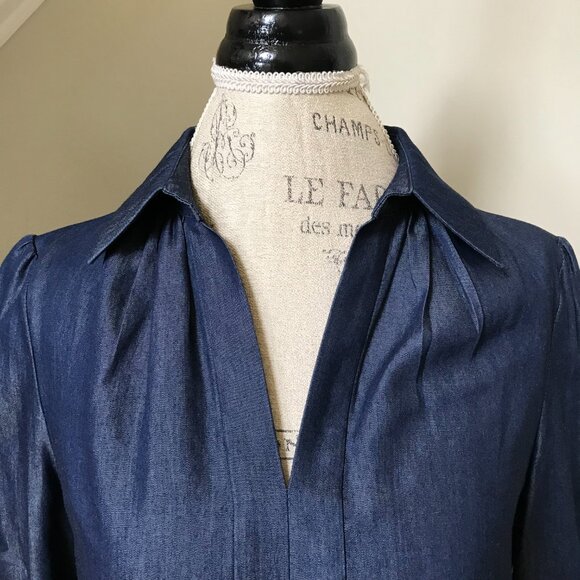 Charlotte Brody Laurel Blouse Shirt Top Womens Medium Blue Chambray Long Sleeve - Picture 4 of 9